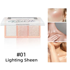 3-Color Shimmer Highlighter Palette – Waterproof Brightening Contour