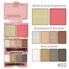 3-in-1 Eyeshadow, Highlighter & Blush Palette – Waterproof & Long-Lasting