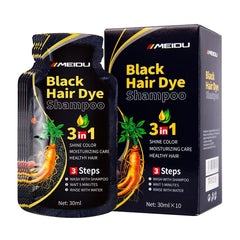 3-in-1 Herbal Hair Dye Shampoo – Natural Black Color & Conditioner (30ml/500ml)