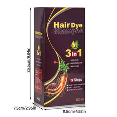 3-in-1 Herbal Hair Dye Shampoo – Natural Black Color & Conditioner (30ml/500ml)