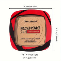 Full Coverage Pressed Powder Foundation – 24H Matte Oil Control with Puff