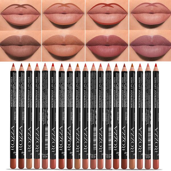14-Color Nude Matte Lip Liner Set – Long-Lasting Waterproof Pencils