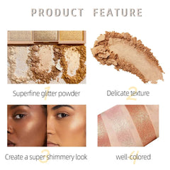 3-Color Shimmer Highlighter Palette – Waterproof Brightening Contour