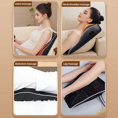 Electric Shiatsu Neck & Back Massager Pillow with Heat & Vibration