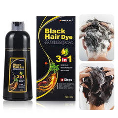 3-in-1 Herbal Hair Dye Shampoo – Natural Black Color & Conditioner (30ml/500ml)