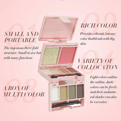 3-in-1 Eyeshadow, Highlighter & Blush Palette – Waterproof & Long-Lasting