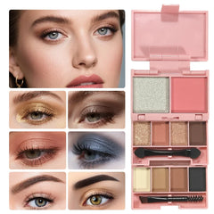 3-in-1 Eyeshadow, Highlighter & Blush Palette – Waterproof & Long-Lasting