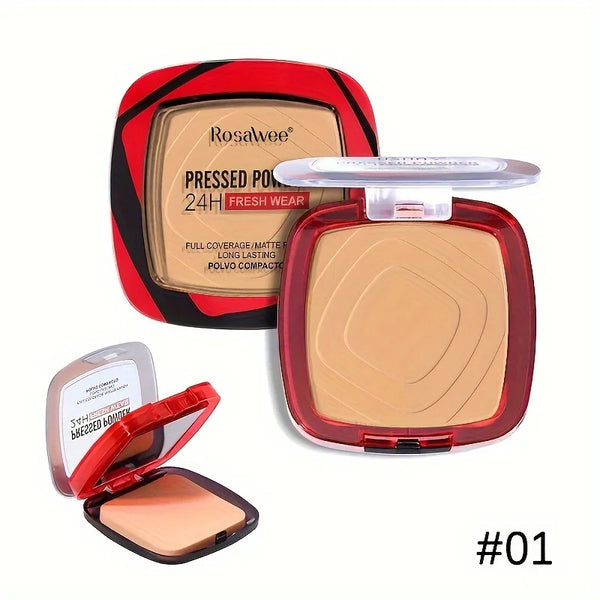 Full Coverage Pressed Powder Foundation – 24H Matte Oil Control with Puff