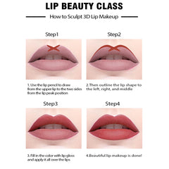 14-Color Nude Matte Lip Liner Set – Long-Lasting Waterproof Pencils