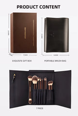 Hourglass Vegan Travel Brush Set – 7 Face & Eye Brushes with Bag