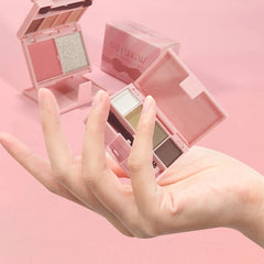 3-in-1 Eyeshadow, Highlighter & Blush Palette – Waterproof & Long-Lasting