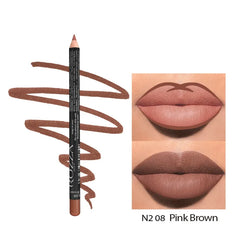 14-Color Nude Matte Lip Liner Set – Long-Lasting Waterproof Pencils