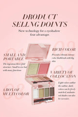 3-in-1 Eyeshadow, Highlighter & Blush Palette – Waterproof & Long-Lasting