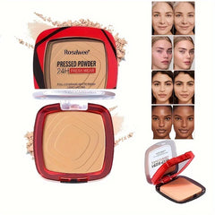 Full Coverage Pressed Powder Foundation – 24H Matte Oil Control with Puff