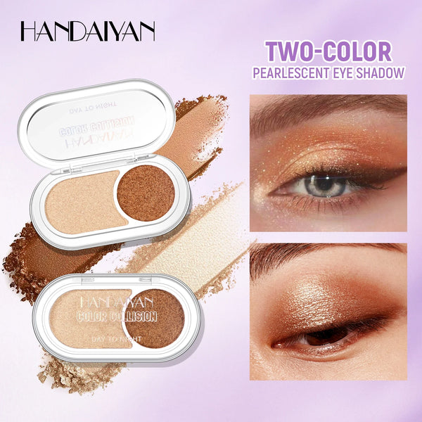 2-Color Pearl Eyeshadow Palette – Long-Lasting Waterproof Shimmer