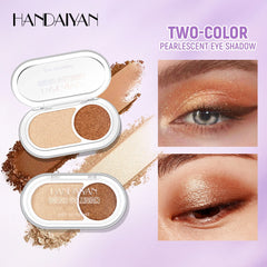 2-Color Pearl Eyeshadow Palette – Long-Lasting Waterproof Shimmer