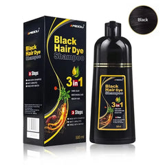 3-in-1 Herbal Hair Dye Shampoo – Natural Black Color & Conditioner (30ml/500ml)