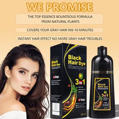 3-in-1 Herbal Hair Dye Shampoo – Natural Black Color & Conditioner (30ml/500ml)
