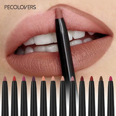 12-Color Waterproof Matte Lipliner Set – Long-Lasting Non-Stick Pencils