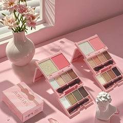 3-in-1 Eyeshadow, Highlighter & Blush Palette – Waterproof & Long-Lasting