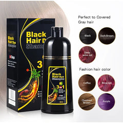 3-in-1 Herbal Hair Dye Shampoo – Natural Black Color & Conditioner (30ml/500ml)