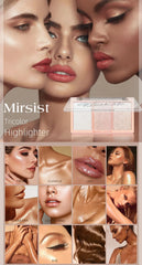 3-Color Shimmer Highlighter Palette – Waterproof Brightening Contour