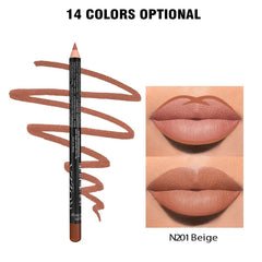 14-Color Nude Matte Lip Liner Set – Long-Lasting Waterproof Pencils