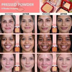 Full Coverage Pressed Powder Foundation – 24H Matte Oil Control with Puff