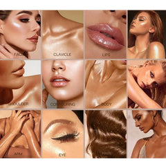 3-Color Shimmer Highlighter Palette – Waterproof Brightening Contour