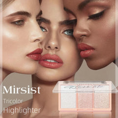 3-Color Shimmer Highlighter Palette – Waterproof Brightening Contour