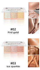 3-Color Shimmer Highlighter Palette – Waterproof Brightening Contour